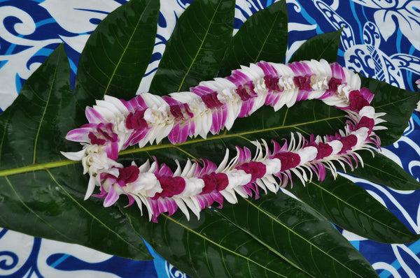 Hawaiian Butterfly Style Lei in Purple and White